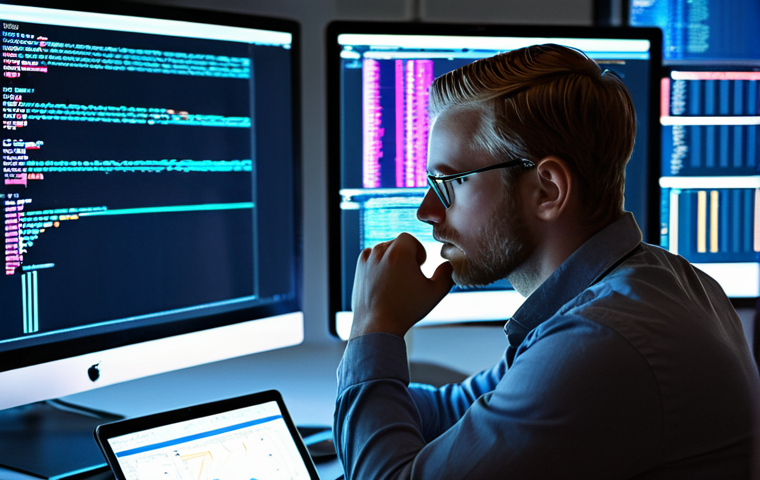 **Data Scientist Tweaking Parameters:** A focused data scientist in a modern Swedish office, surrounded by monitors displaying complex code and machine learning visualizations. They are meticulously adjusting parameters on a glowing screen, deep in thought, with coffee nearby. The atmosphere is collaborative and bright, typical of a tech startup in Stockholm.